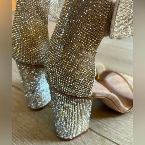 Jeffrey Campbell Silver Sparkly Thick Heel Sandals Size 5.5. - Picture 12 of 12